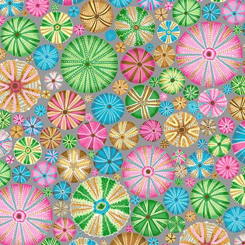 Kaffe Collective - August 2024- Urchins - Pastel - pink, green & blue on grey