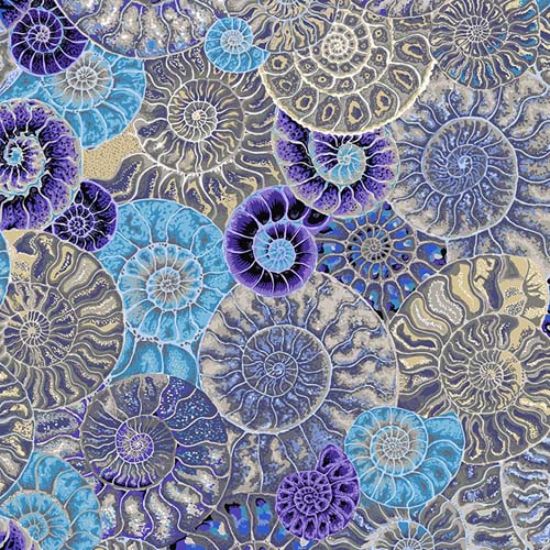 Kaffe Collective - August 2024- Ammonites - Blue - blue, purple & taupe
