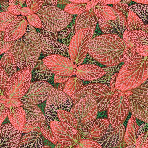 Kaffe Collective - August 2024- Fittonia - Red - pink & red leaves w/ green