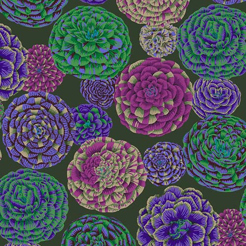 Kaffe Collective - August 2024- Japonica - Dark - greens & purples on green