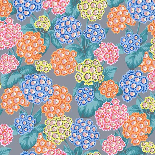 Kaffe Collective - August 2025 - Alpines - Pastel - flower bunches on gray