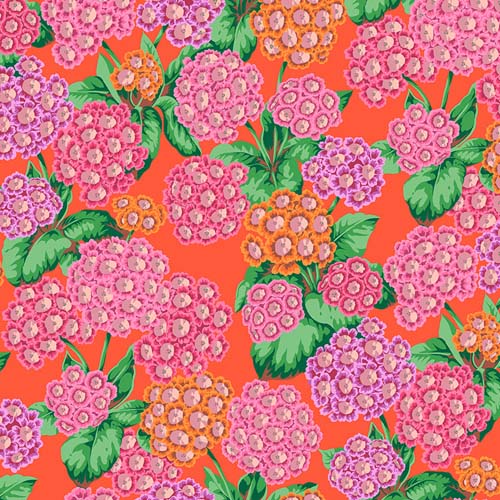 Kaffe Collective - August 2025 - Alpines - Red- flower bunches on red