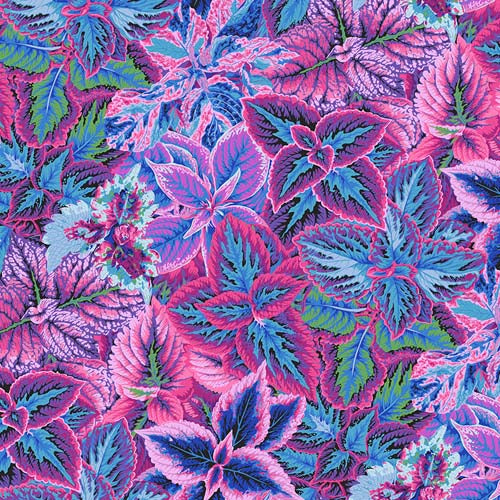 Kaffe Collective - August 2025 - Bold Leaves - Blue- pink , blue & purple