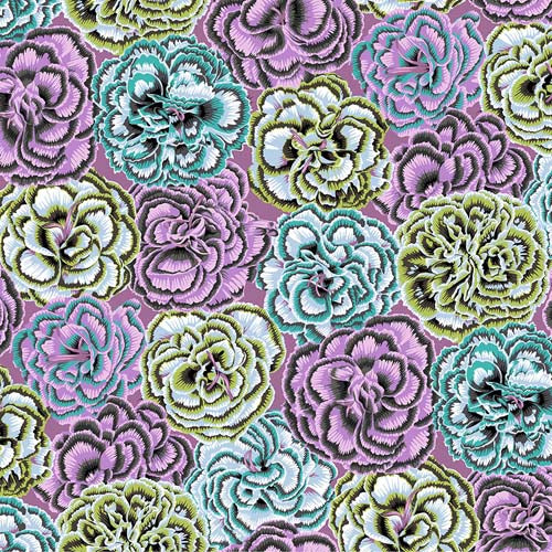 Kaffe Collective - August 2025 - Picotee Carnations - Contrast- lilac,teal &oliv