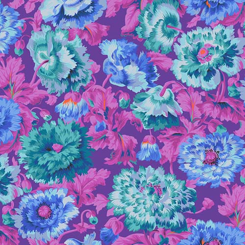 Kaffe Collective - August 2025 - Rosemary - Blue - teal & blue flowers on purple