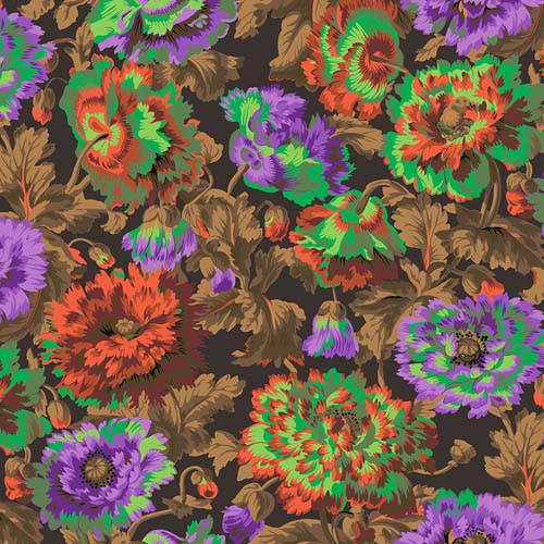 Kaffe Collective - August 2025 - Rosemary - Dark - brown, green & orange flowers