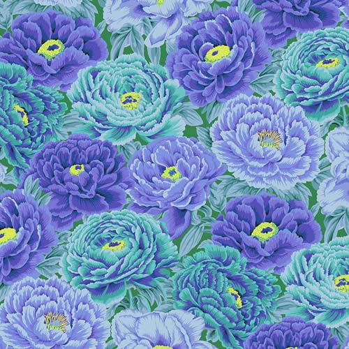 Kaffe Collective - August 2025 - Tibetan Peony - Blue- purple & teal flowers