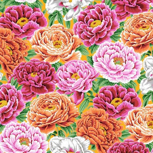 Kaffe Collective - August 2025 - Tibetan Peony - Warm - pink & peach flowers