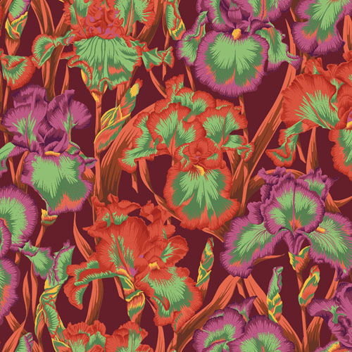 Bearded Iris - Iris on red- Kaffe Fassett Collective