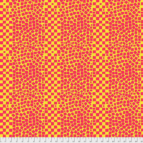 Chips - Yellow - Pink Square Chips on Yellow - Kaffe Fassett Collective Spring