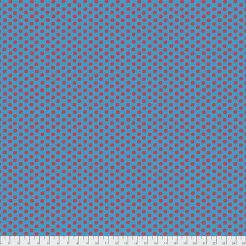 Spot - Aqua - Kaffe Fassett Classics - Red Dot on Blue