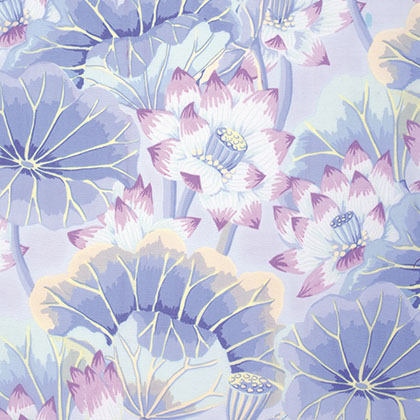 Lake Blossoms - Sky - Lavender & Blue Floral on Pale Blue-Classics-Kaffe Fass