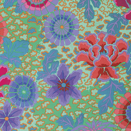 Dream - Aqua - Large Tossed Flowers-Kaffe Fassett Collective Fall 2014 by Ka