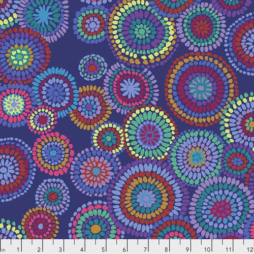 Mosaic Circles-Blue-Multi color on Blue-Kaffe Fassett Collective