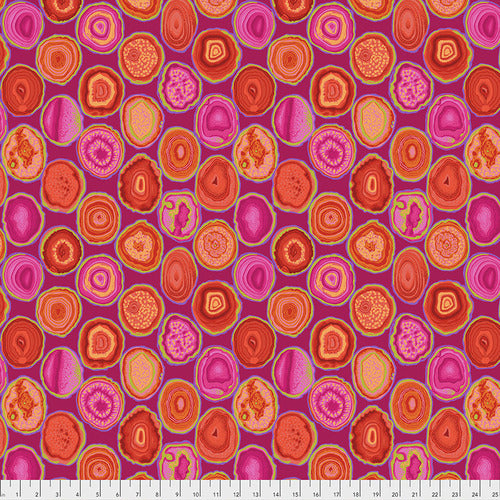 Geodes - Red - The Inside of Geodes Pinks & Reds on Fuschia - Kaffe Fassett