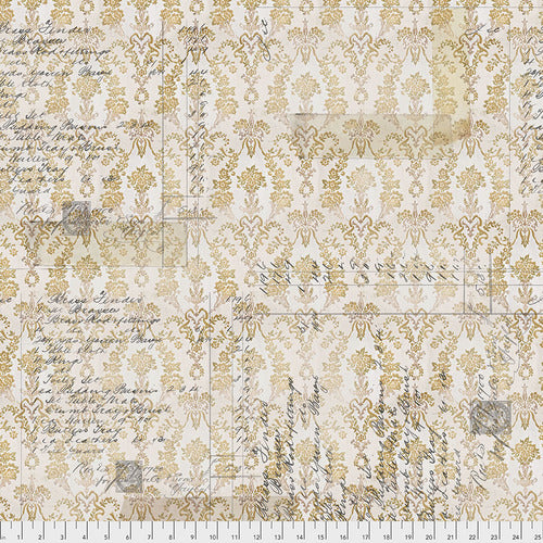 Memoranda III - Upholsterers - Gold-Script on Gold Tapestry Print by Tim Holt