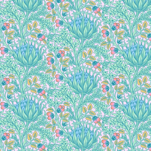 108" Wide Back -Kaffe x Morris & Co.- Artichoke - Lavender - green&pinkfloral