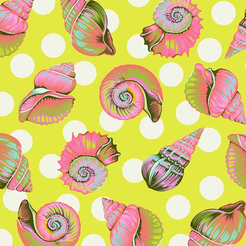 108" Wide Back - Floral Reef -Big Shelly - Seagrass - large shells - Tula Pink