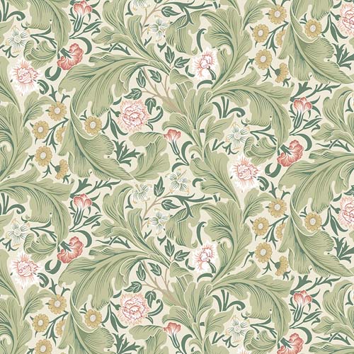 108" Wide Back - Leicester - Leicester- Ivory -William Morris floral on Ivor