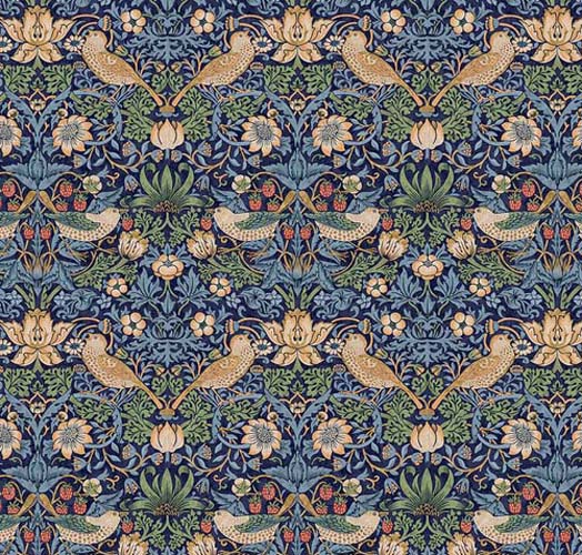 108" Wide Backing - Strawberry Thief - Multi - William Morris print on navy