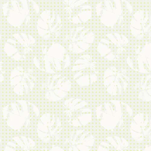 Complements - Haze - Wind - white leaves & green ditsy on cream