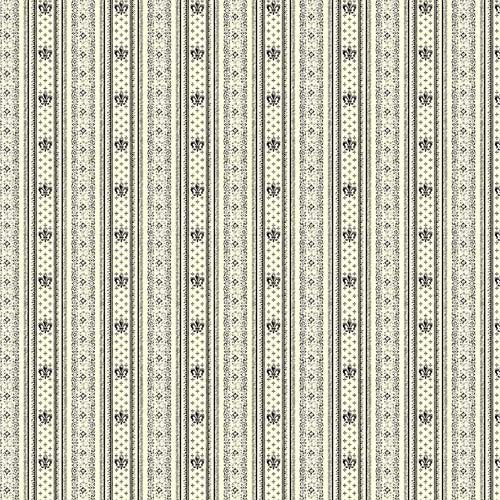 Vintage Cloth - Canals -Vondel - black & white stripe on cream