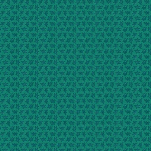 Vintage Cloth - Tea House - Vondel - blue leaf sprays on teal