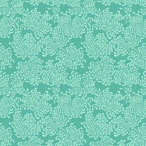 Utopia - Summer Blossoms - Aqua - tone on tone aqua floral