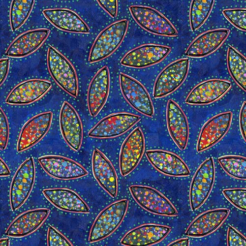 Paper Trees - Leaf Pile - Blue - tossed leaves on dark blue - Sue Penn