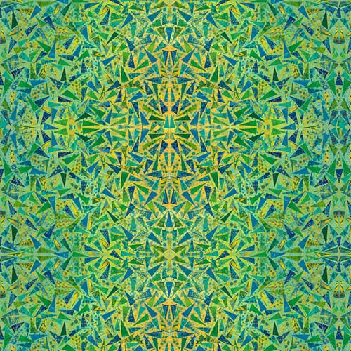 Paper Trees - Spring Leaves -Cool - blue & green triangles on green - Sue Penn