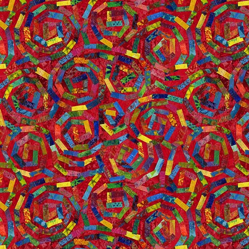 Paper Trees - Forest Path -Red - multicolored paths on red - Sue Penn