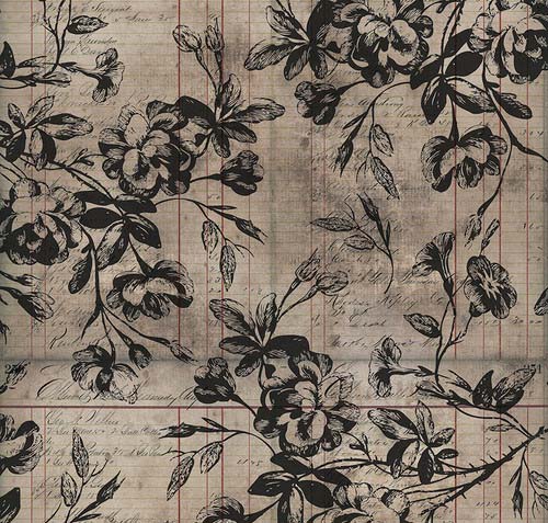 Foundations - Beloved -Neutral - black roses on taupe - Tim Holtz