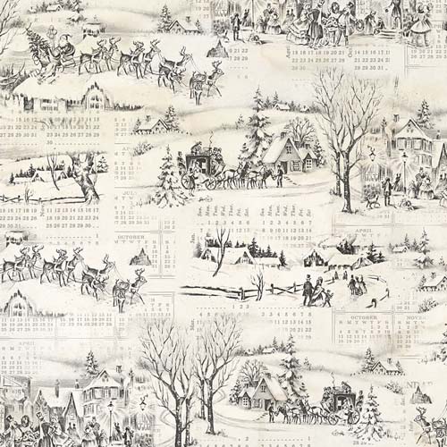 Holidays Past - Winter Toile - Neutral - winter scenes & calendar by Tim Holtz