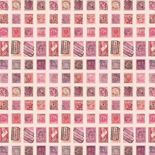 Tim Holtz Palette Pink - Stamps - rows of pink postage stamps