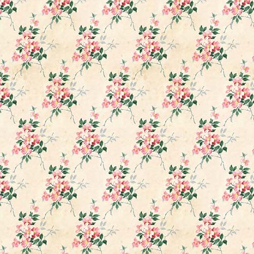 Tim Holtz Palette Pink - Wallpaper - pink floral on cream
