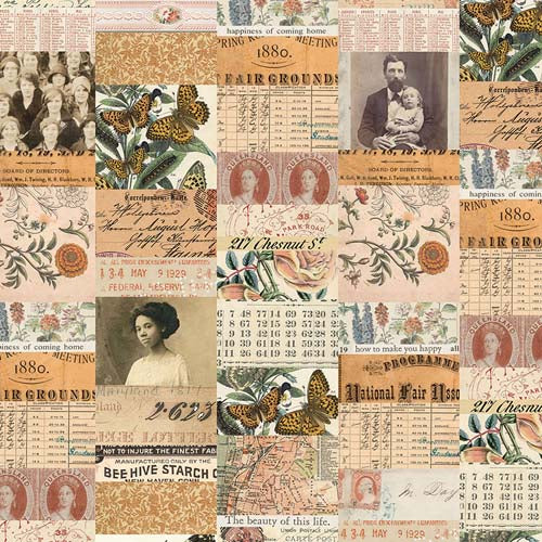 Tim Holtz Palette Orange - Collage - photgraphs, tickets, floral, etc.