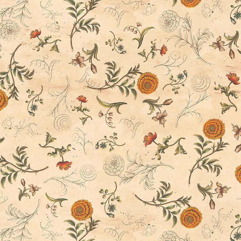 Tim Holtz Palette Orange - Sketchbook -floral sketches on pale orange