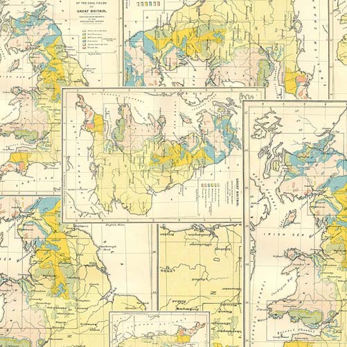 Tim Holtz Palette Yellow - Map-  map of  Great Britain in yellows