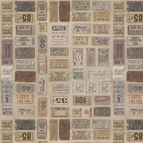 Tim Holtz Palette Neutral - Tickets - tan & gray arranged tickets