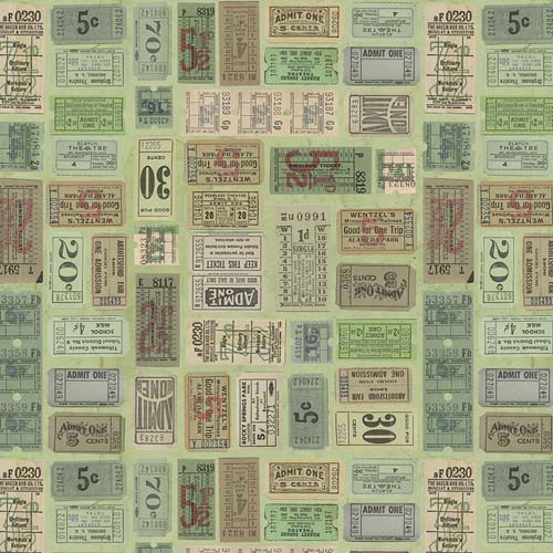 Tim Holtz Palette Green - Tickets  - arranged green tickets