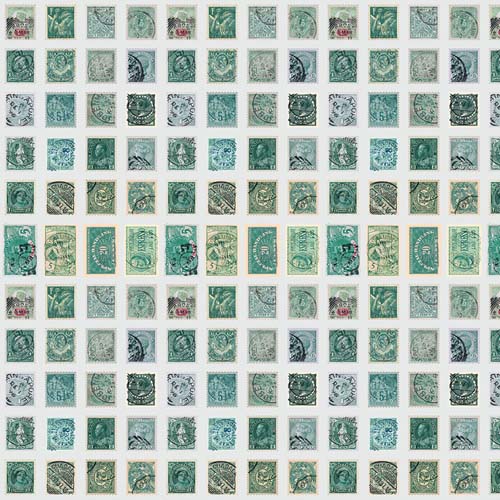 Tim Holtz Palette Teal - Stamps - rows of teal stamps