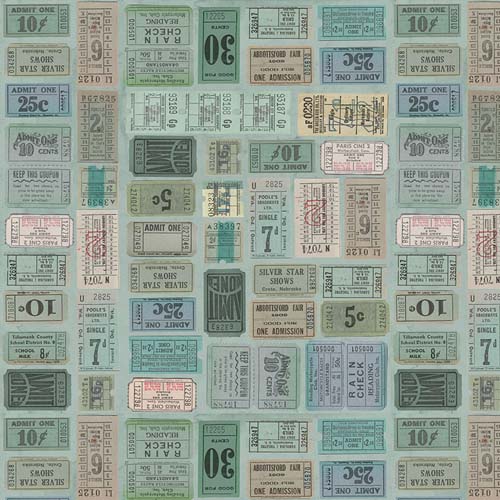 Tim Holtz Palette Teal - Tickets -  arranged teal tickets