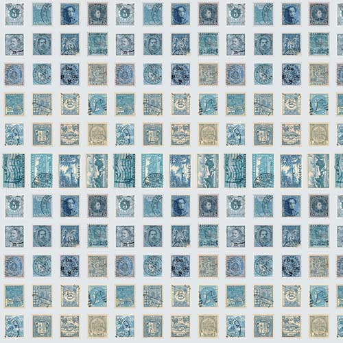 Tim Holtz Palette Blue - Stamps -  rows of blue stamps
