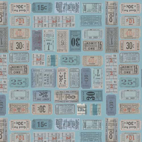 Tim Holtz Palette Blue - Tickets - arranged blue tickets on blue