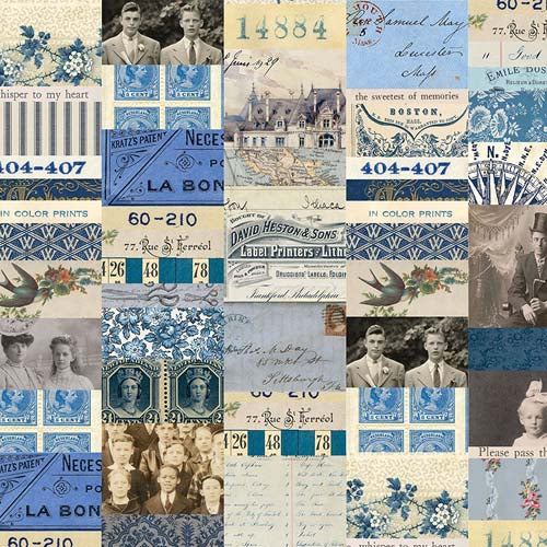 Tim Holtz Palette Indigo - Collage - photos, tickets, stamps, etc.