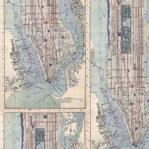 Tim Holtz Palette Indigo - Map - indigo blue map of Manhattan, New York