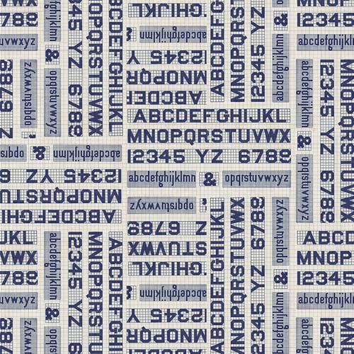 Tim Holtz Palette Indigo - Typography - Blue alphabets on graph paper