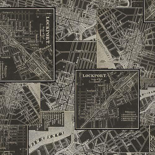 Tim Holtz Palette Charcoal - Map - Dark gray maps of Lockport