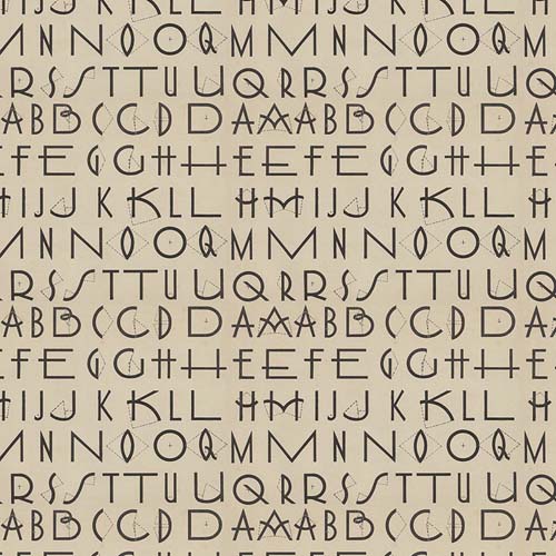 Tim Holtz Palette Charcoal - Typography - Charcoal Art Deco alphabet on tan
