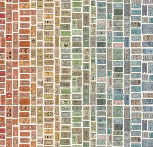 Tim Holtz Palette Multi - Tickets - arranged rows of multicolored tickets